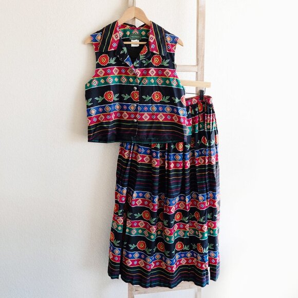Willowbend Dresses & Skirts - Vintage Willowbend 2-Piece Set Size L Made in USA 100% Cotton Boho Skirt & Vest